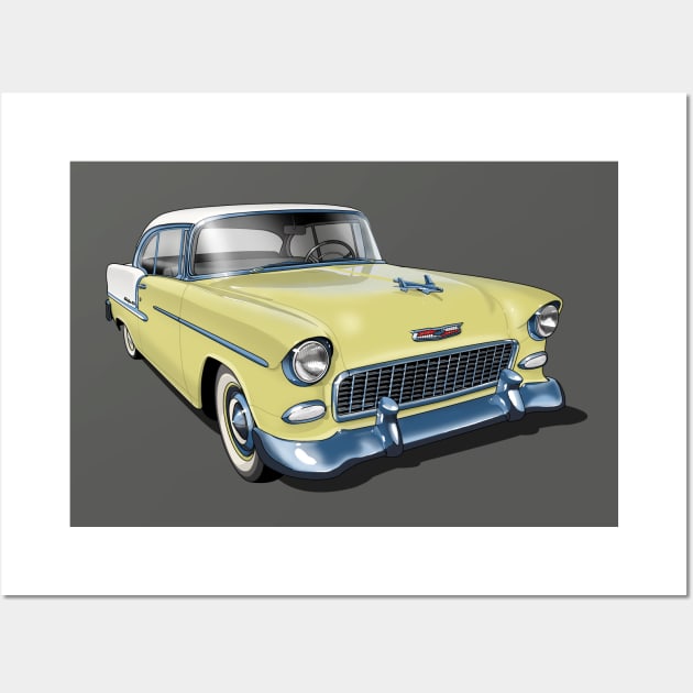 1955 Chevrolet in yellow Wall Art by candcretro